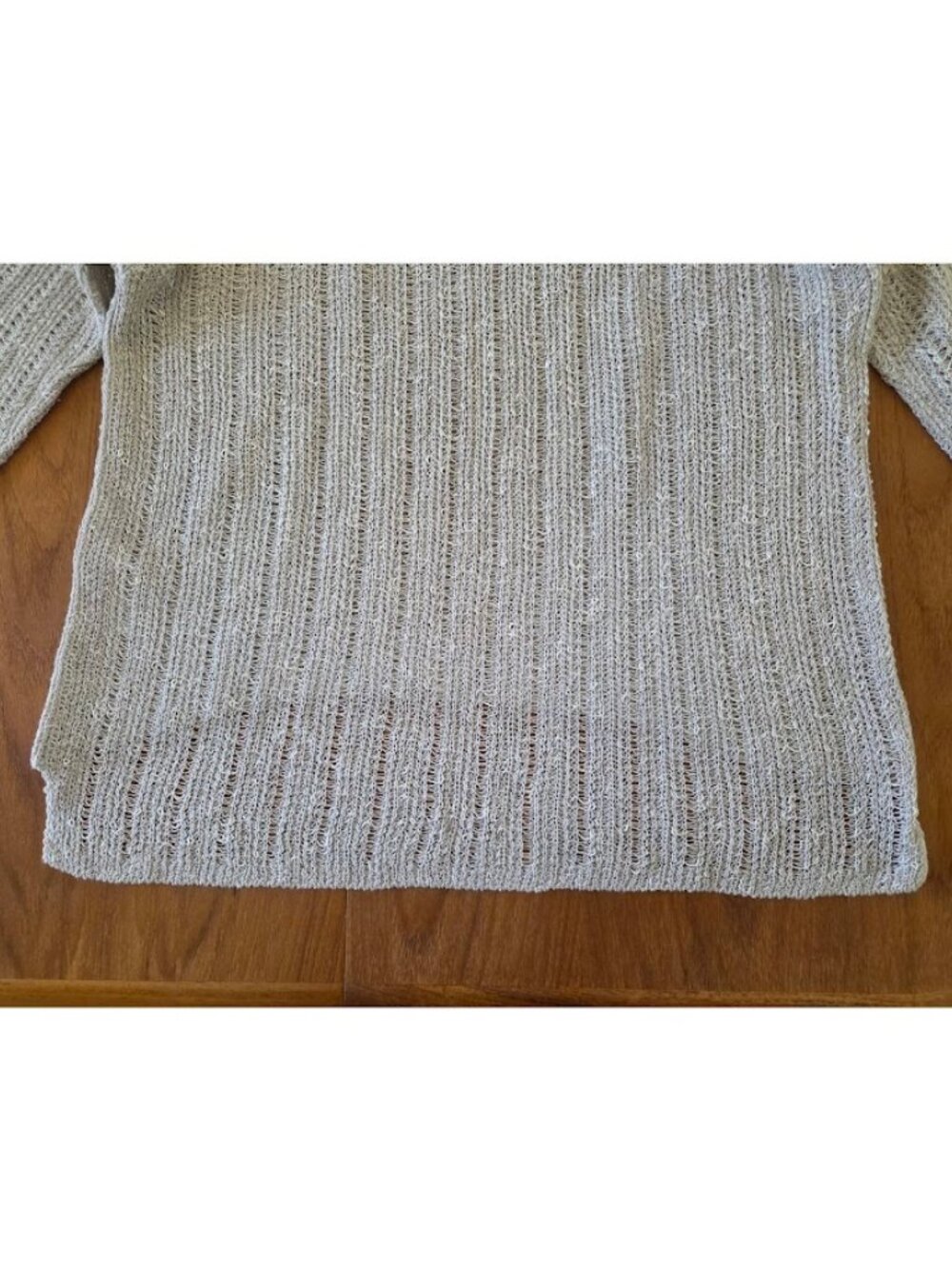 Eileen Fisher Organic Melange Linen Grain Pullover Open Knit Tan L - Picture 8 of 12